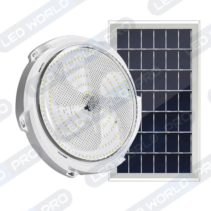 Plafonnier LED Solaire CCT (Couleur Changeante en Température ) - Rendu lumineux 300 Watts - 1600 Lumens - Série HOME 300 – Lampe diamètre 36 cm - Panneau solaire 58 x 35 x 2cm - IP65 - Avec télécommande multifonctions