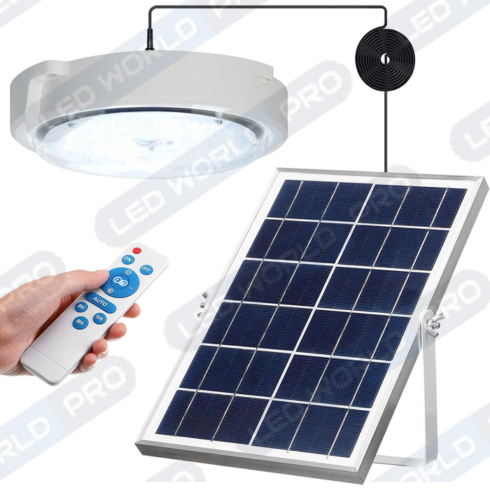 Plafonnier LED Solaire CCT (Couleur Changeante en Température ) - Rendu lumineux 300 Watts - 1600 Lumens - Série HOME 300 – Lampe diamètre 36 cm - Panneau solaire 58 x 35 x 2cm - IP65 - Avec télécommande multifonctions