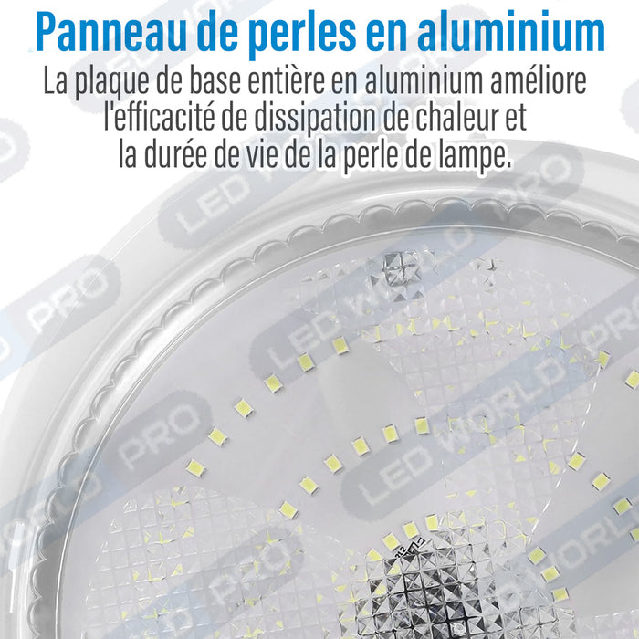 Plafonnier LED Solaire CCT (Couleur Changeante en Température ) - Rendu lumineux 300 Watts - 1600 Lumens - Série HOME 300 – Lampe diamètre 36 cm - Panneau solaire 58 x 35 x 2cm - IP65 - Avec télécommande multifonctions