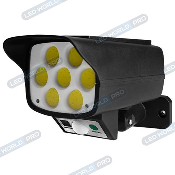 Projecteur LED solaire de sécurité - Série ILLUSION BLACK – Rendu lumineux 100 Watts - IP65 - 195 x 104 x 90 mm - 3 modes - Télécommande - Avec détecteur de mouvement – Fonction détection 0-100% - Avec capteur crépusculaire - 6000k