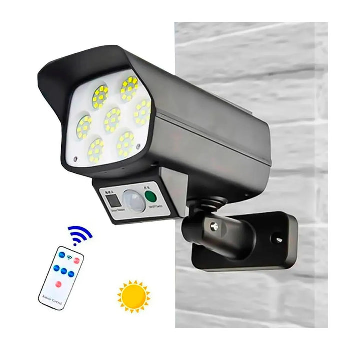 Pack de 2x Projecteurs LED solaires de sécurité - Série ILLUSION BLACK – Rendu lumineux 100 Watts - IP65 - 16 x 15 x 9 cm - 3 modes - Télécommande - Avec détecteur de mouvement – Fonction détection 0-100% - Avec capteur crépusculaire - 6000k