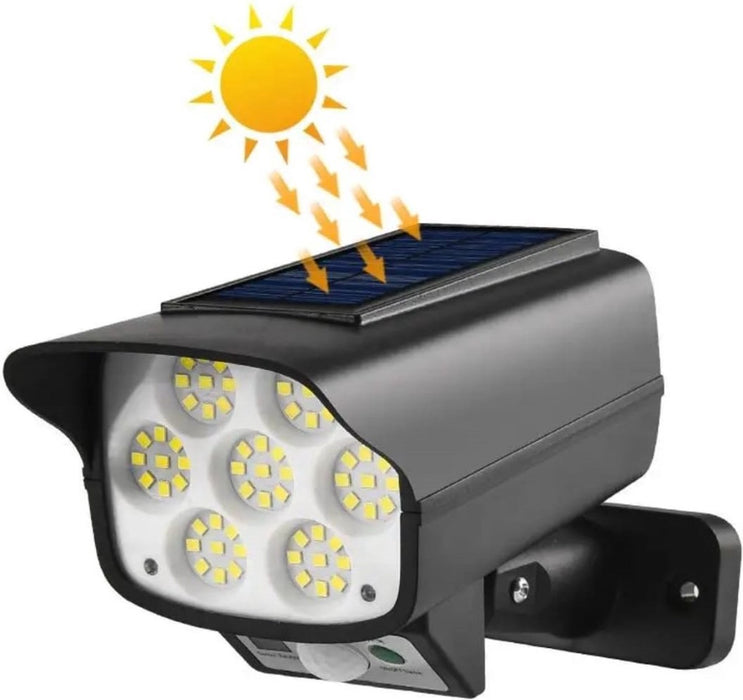 Pack de 2x Projecteurs LED solaires de sécurité - Série ILLUSION BLACK – Rendu lumineux 100 Watts - IP65 - 16 x 15 x 9 cm - 3 modes - Télécommande - Avec détecteur de mouvement – Fonction détection 0-100% - Avec capteur crépusculaire - 6000k