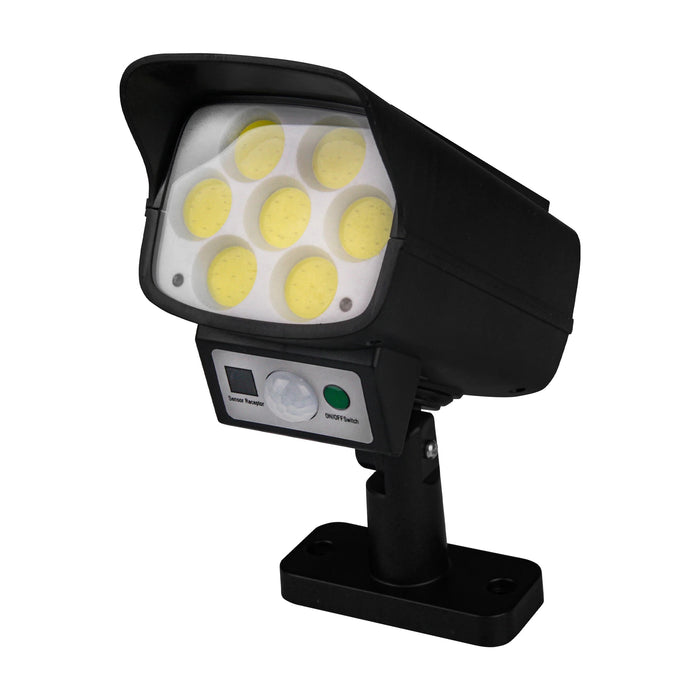 Pack de 2x Projecteurs LED solaires de sécurité - Série ILLUSION BLACK – Rendu lumineux 100 Watts - IP65 - 16 x 15 x 9 cm - 3 modes - Télécommande - Avec détecteur de mouvement – Fonction détection 0-100% - Avec capteur crépusculaire - 6000k