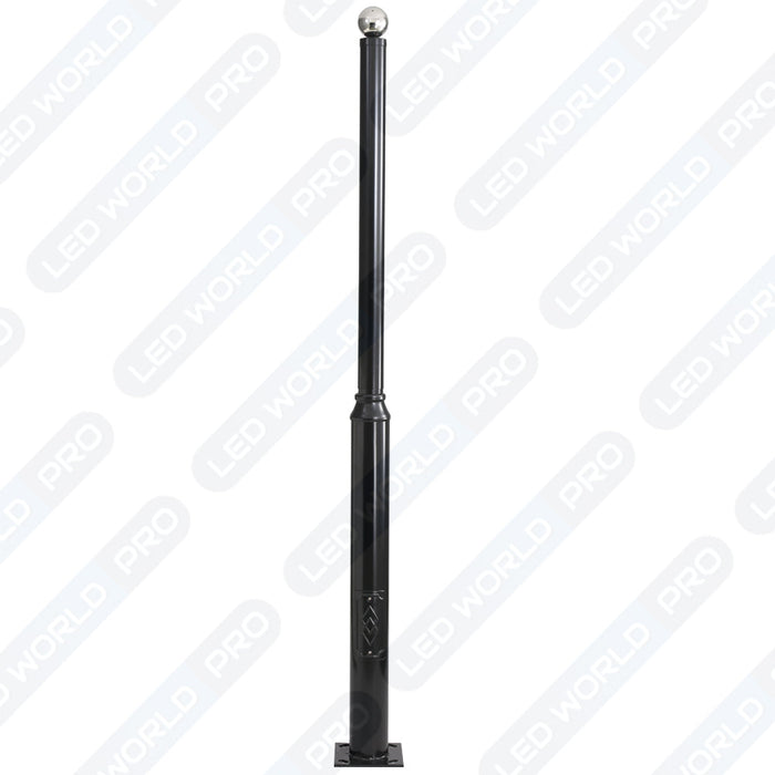 Pack lampadaire filaire complet triple tête 3 mètres : 3x Lampes de rue filaire - Série FLEX ECO - 50 Watts - 6000k + Mât STANDARD 3 mètres avec trappe au choix (STANDARD V2 EVO ou STANDARD V4 EVO) + Triple tête de mât + 3x Adaptateurs 60/50 ajustable