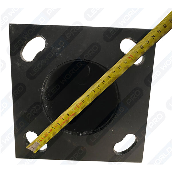 Mât / Poteau pour lampe de rue - Série STANDARD V2 avec TRAPPE - Vis antivol - 6 mètres - Entraxe latéral des trous 160mm - Couleur Noir - Base de fondation incluse - Tête de mât et capuchon en option