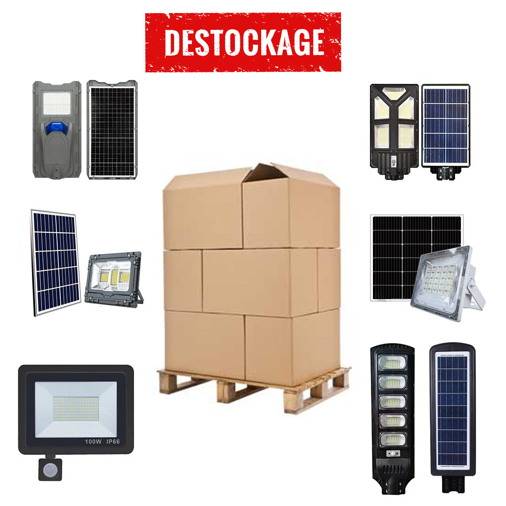 LOT UNIQUE DE DESTOCKAGE - Palette d'éclairage Solaire et filaire - Projecteurs / Lampadaires / Lampes diverses