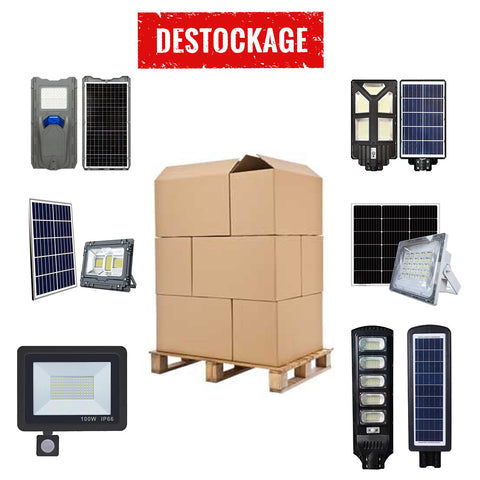 LOT UNIQUE DE DESTOCKAGE - Palette d'éclairage Solaire et filaire - Projecteurs / Lampadaires / Lampes diverses