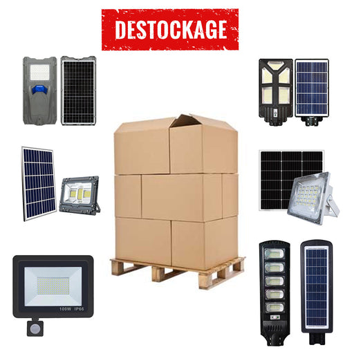 LOT UNIQUE DE DESTOCKAGE - Palette d'éclairage Solaire et filaire - Projecteurs / Lampadaires / Lampes diverses