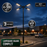 Pack lampadaire solaire complet quadruple tête 3/4/5/6 mètres au choix : 4x Lampadaires solaires - Série POWER ULTRA V2 CCT + Mât STANDARD V1 EVO + Adaptateur quadruple tête de mât + 4x Adaptateurs ajustables 80/50mm