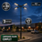 Pack lampadaire solaire complet quadruple tête 3/4/5/6 mètres au choix : 4x Lampadaires solaires - Série POWER ULTRA V2 CCT + Mât STANDARD V1 EVO + Adaptateur quadruple tête de mât + 4x Adaptateurs ajustables 80/50mm