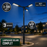 Pack lampadaire solaire complet triple tête 3/4/5/6 mètres au choix : 3x Lampadaires solaires - Série POWER ULTRA V2 CCT + Mât STANDARD V1 EVO + Adaptateur triple tête de mât + 3x Adaptateurs ajustables 80/50mm