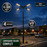 Pack lampadaire solaire complet quadruple tête 3/4/5/6 mètres au choix : 4x Lampadaires solaires - Série POWER ULTRA V2 CCT + Mât STANDARD V1 EVO + Adaptateur quadruple tête de mât + 4x Adaptateurs ajustables 80/50mm