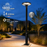 Pack lampadaire solaire complet 3/4/5/6 mètres au choix : Lampe solaire Série OVNI FUTUR V3 + Mât V1 EVO NOIR- Entraxe des trous 200mm