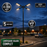 Pack lampadaire solaire complet quadruple tête 3/4/5/6 mètres au choix : 4x Lampadaires solaires - Série POWER ULTRA V2 CCT + Mât STANDARD V1 EVO + Adaptateur quadruple tête de mât + 4x Adaptateurs ajustables 80/50mm