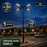 Pack lampadaire solaire complet quadruple tête 3/4/5/6 mètres au choix : 4x Lampadaires solaires - Série POWER ULTRA V2 CCT + Mât STANDARD V1 EVO + Adaptateur quadruple tête de mât + 4x Adaptateurs ajustables 80/50mm