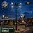 Pack lampadaire solaire complet quadruple tête 3/4/5/6 mètres au choix : 4x Lampadaires solaires - Série POWER ULTRA V2 CCT + Mât STANDARD V1 EVO + Adaptateur quadruple tête de mât + 4x Adaptateurs ajustables 80/50mm