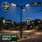 Pack lampadaire solaire complet triple tête 3/4/5/6 mètres au choix : 3x Lampadaires solaires - Série POWER ULTRA V2 CCT + Mât STANDARD V1 EVO + Adaptateur triple tête de mât + 3x Adaptateurs ajustables 80/50mm