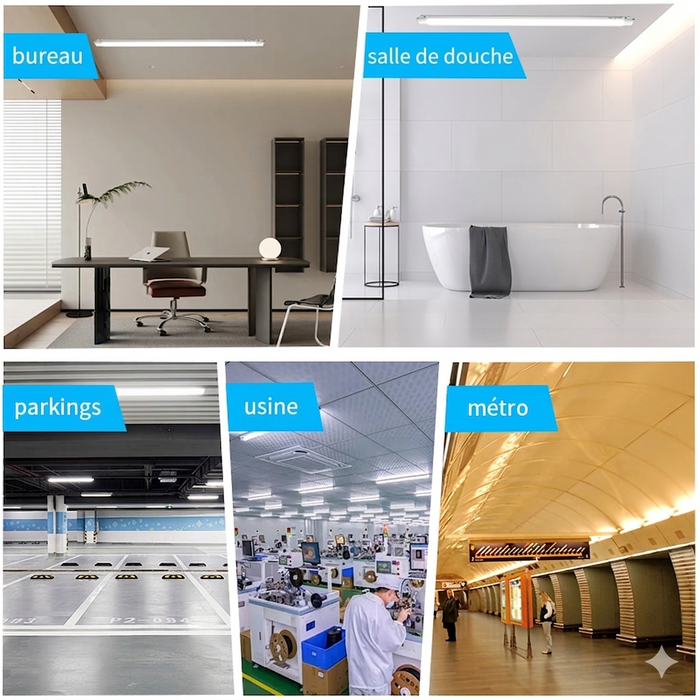 Pack de 9x Réglettes LED étanches - Série PRO190 - CONNECTABLES - HAUT RENDEMENT - 150cm - 50 Watts - 9500 Lumens - 190 Lumens/Watt - Angle 105° - IP65 - 150 x 7 x 6 cm - Protection à l'impact IK08 - 4000K/5700K au choix - Garantie 5 ans