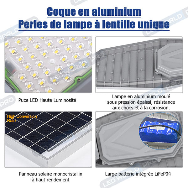Pack lampadaire complet 6 mètres : Lampe de rue solaire Série INTERSTELLAR ULTRA - 600 Watts - 3600 Lumens - 3000K + Mât STANDARD 6 mètres au choix (Série STANDARD V1 EVO ou Série STANDARD V4 EVO - Avec trappe)
