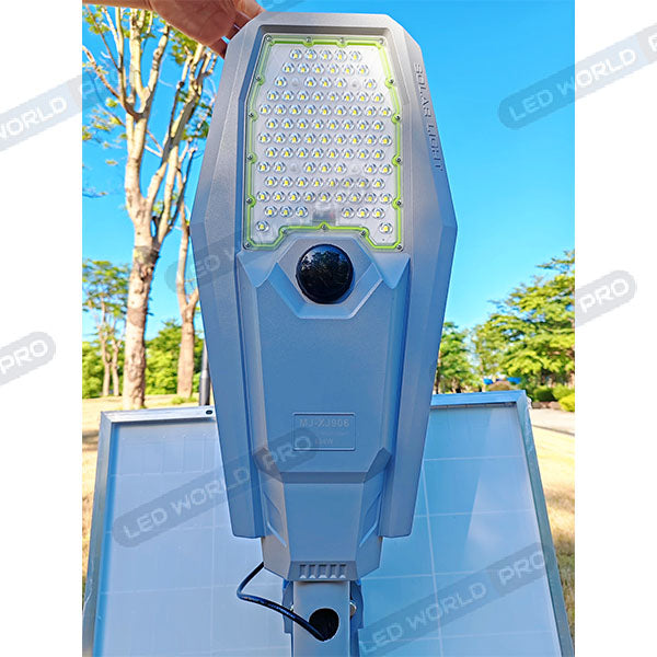 Pack lampadaire complet 5 mètres : Lampe de rue solaire Série INTERSTELLAR ULTRA - 400 Watts - 3100 Lumens - 6000K + Mât STANDARD (V1 EVO ou V4 EVO - Avec trappe)