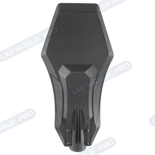 Pack lampadaire complet 5 mètres : Lampe de rue solaire Série INTERSTELLAR ELITE - 800 Watts - 5600 Lumens - 6000K + Mât STANDARD V1 EVO 5 mètres - Entraxe latéral des trous 200mm