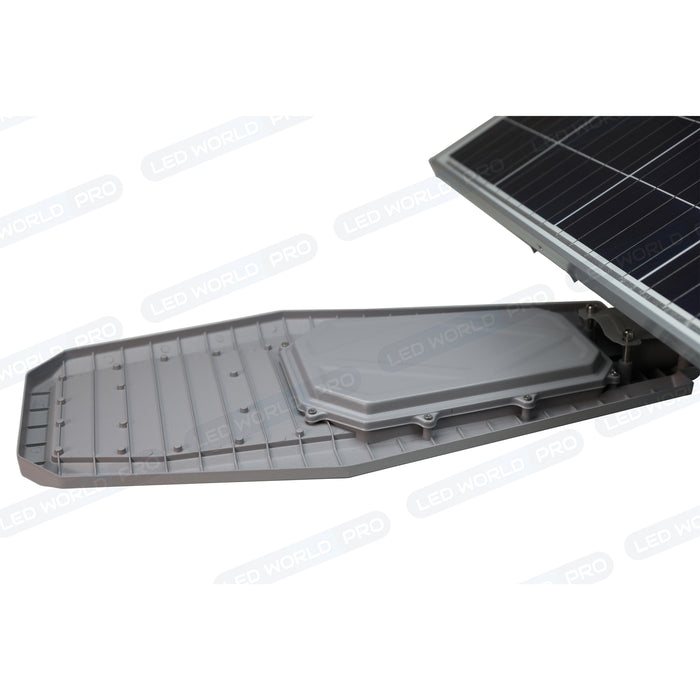 Pack lampadaire complet 3 mètres : Lampe de rue solaire Série INTERSTELLAR ULTRA - 600 Watts - 3600 Lumens - 3000K + Mât STANDARD (V1 EVO ou V4 EVO - Avec trappe)