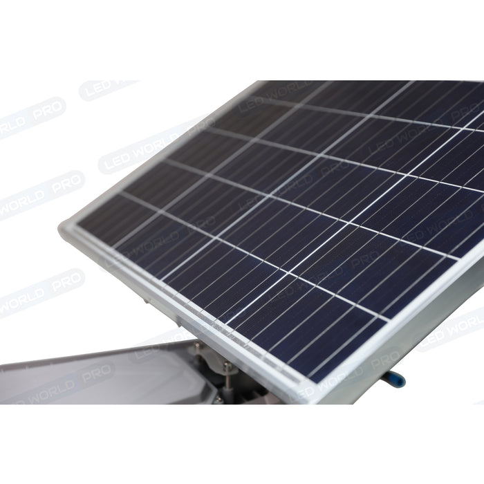 Pack de 4x Lampes de rue solaire - Série INTERSTELLAR ULTRA - 400 Watts - 3100 Lumens - Angle 150x70° - IP65 - Lampe 62 x 30 x 8 cm - Controleur intelligent - Avec télecommande - Capteur PIR - 6000k - Support inclus - Capteur crépusculaire