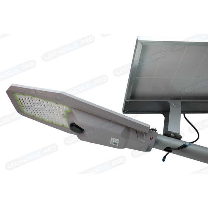 Pack lampadaire complet 5 mètres : Lampe de rue solaire Série INTERSTELLAR ULTRA - 400 Watts - 3100 Lumens - 6000K + Mât STANDARD (V1 EVO ou V4 EVO - Avec trappe)