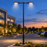 Pack lampadaire solaire complet double tête 3/4/5/6 mètres au choix : 2x Lampes solaires Série VIEW V2 EVO + Mât STANDARD V1 EVO - Entraxe des trous 200mm + Adaptateur en ligne ou perpendiculaire