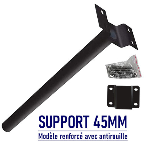 Support mural pour Candélabre / Lampe de rue et parking – V3 - Diamètre 45mm - Couleur NOIR - Modèle renforcé avec antirouille