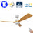 Ventilateur de plafond LED filaire - Série FRESH - Version BOIS - 18 Watts - 1440 Lumens - 80 Lumens/watt - CCT (Couleur Changeante en Température) 3000k/4000k/6000k - IP20 - Angle 120° -  122 x 4 cm - Modèle Blanc - Avec télécommande