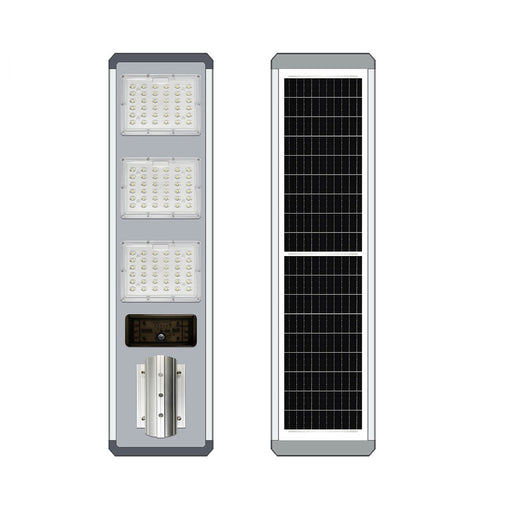 Lampe de rue solaire - Série VIBRATION - 3300 Lumens - 300 Watts - Structure Aluminium + ABS - Dimensions 1000 x 255 mm - Panneau solaire 35W MONOCRISTALLIN - Autonomie 12 heures