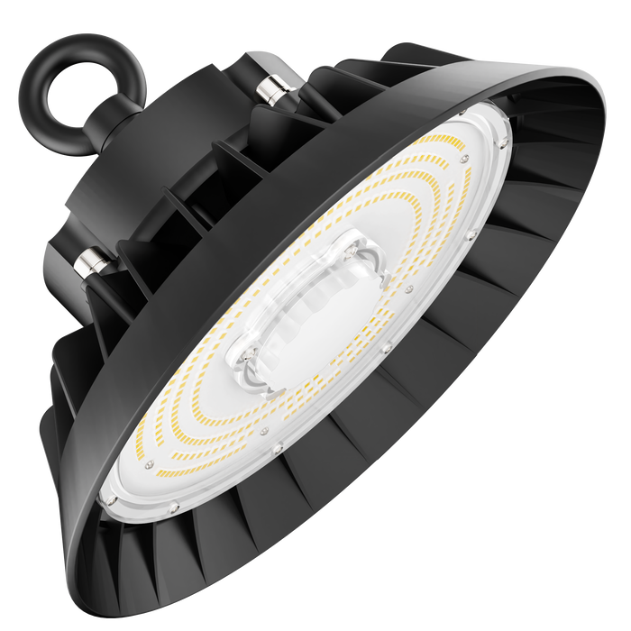 Lampe industrielle UFO - Série LIGHT V3 SENSOR - Avec détecteur de mouvement - 200 Watts - 30 000 Lumens - 150 Lumens/Watt - Angle 120° - IP65 - 32 x 13 cm - Transformateur SOSEN - Dimmable 0 à 10V - 3000k/4000k/6000k - Garantie 5 ans