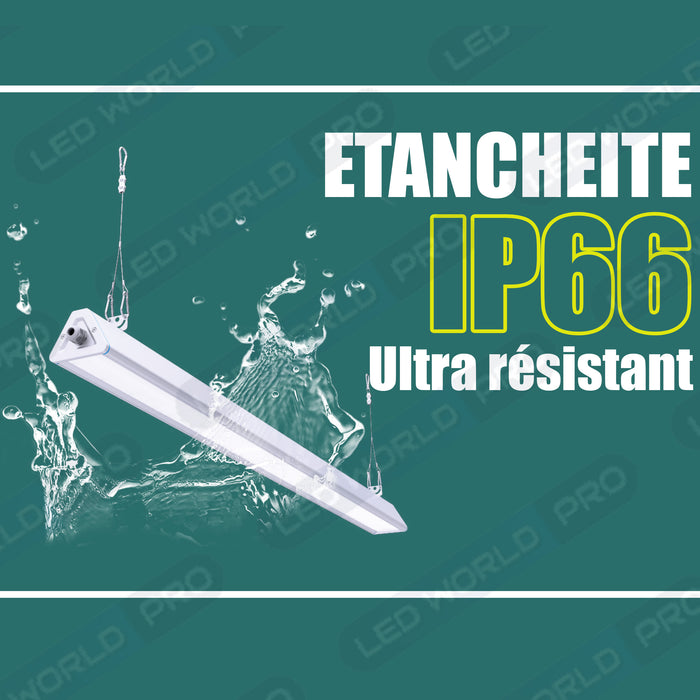 Pack de 12x Lampes industrielles linéaires - Série LINEAR V2 - 100 Watts - 16 000 Lumens - 160 Lumens/watt - Angle 30x90°  - IP66 - 60 x 11 x 8 cm - Transformateur SOSEN - Branchement en Série Possible - 4000K - Garantie 5 ans