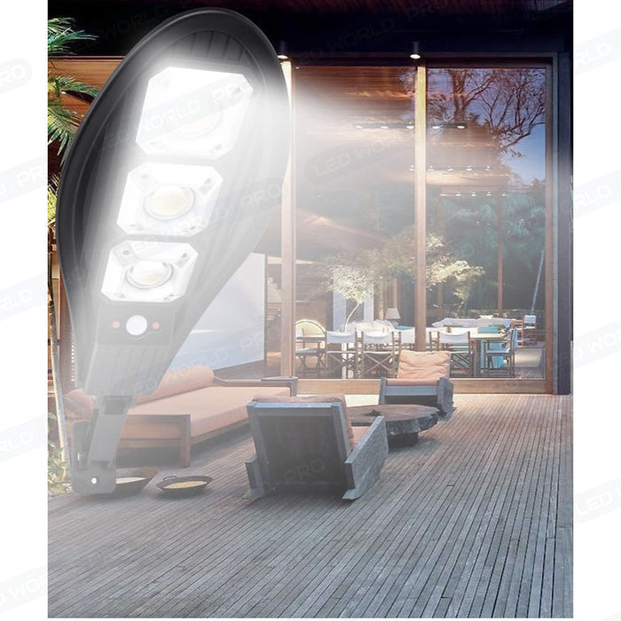 Pack 10x Lampes LED solaires pour extérieur - Série MULTI - 120 Watts - Angle 140° - IP65 - 55 x 37 x 18 cm - 3 Modes - Dimmable - COB LED - Télécommande - Détecteur de mouvement - Capteur crépusculaire - 6000k – Fonction détection 0% – 100%