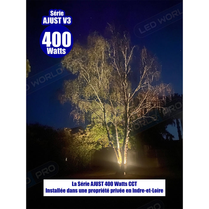 Pack de 8x Projecteurs LED solaires - Série AJUST V3 - CCT - Rendu lumineux 1200 Watts - 6300 Lumens - 90° - IP65 - Projecteur 35 x 26 x 5 cm - Panneau MONOCRISTALLIN 63 x 39 x 2 cm - Avec télécommande - Avec capteur crépusculaire