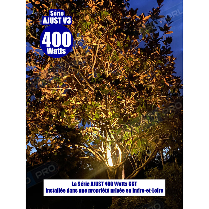Pack de 8x Projecteurs LED solaires - Série AJUST V3 - CCT - Rendu lumineux 1200 Watts - 6300 Lumens - 90° - IP65 - Projecteur 35 x 26 x 5 cm - Panneau MONOCRISTALLIN 63 x 39 x 2 cm - Avec télécommande - Avec capteur crépusculaire