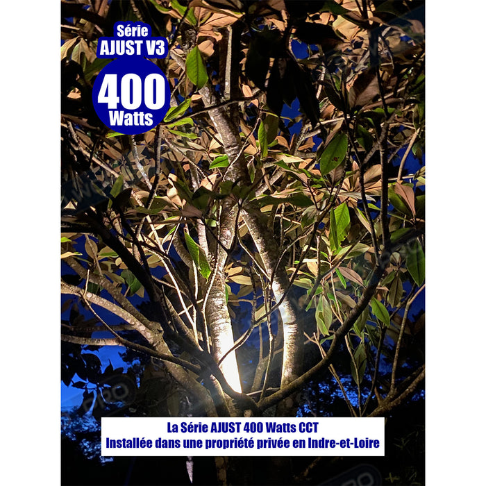 Pack de 8x Projecteurs LED solaires - Série AJUST V3 - CCT - Rendu lumineux 1200 Watts - 6300 Lumens - 90° - IP65 - Projecteur 35 x 26 x 5 cm - Panneau MONOCRISTALLIN 63 x 39 x 2 cm - Avec télécommande - Avec capteur crépusculaire