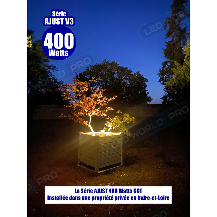 Pack de 8x Projecteurs LED solaires - Série AJUST V3 - CCT - Rendu lumineux 1200 Watts - 6300 Lumens - 90° - IP65 - Projecteur 35 x 26 x 5 cm - Panneau MONOCRISTALLIN 63 x 39 x 2 cm - Avec télécommande - Avec capteur crépusculaire
