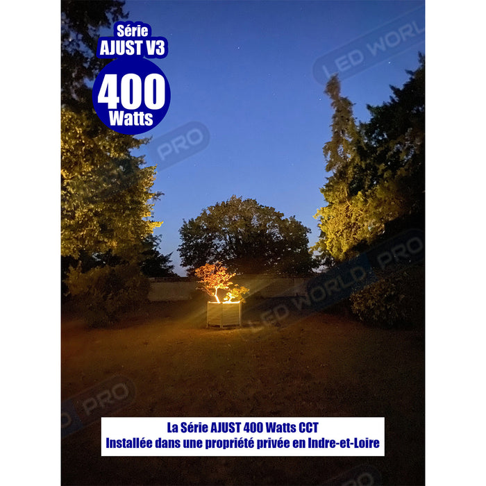 Pack de 8x Projecteurs LED solaires - Série AJUST V3 - CCT - Rendu lumineux 1200 Watts - 6300 Lumens - 90° - IP65 - Projecteur 35 x 26 x 5 cm - Panneau MONOCRISTALLIN 63 x 39 x 2 cm - Avec télécommande - Avec capteur crépusculaire