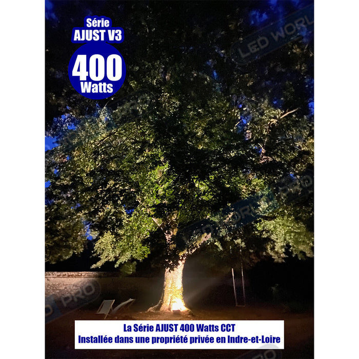 Pack de 8x Projecteurs LED solaires - Série AJUST V3 - CCT - Rendu lumineux 1200 Watts - 6300 Lumens - 90° - IP65 - Projecteur 35 x 26 x 5 cm - Panneau MONOCRISTALLIN 63 x 39 x 2 cm - Avec télécommande - Avec capteur crépusculaire