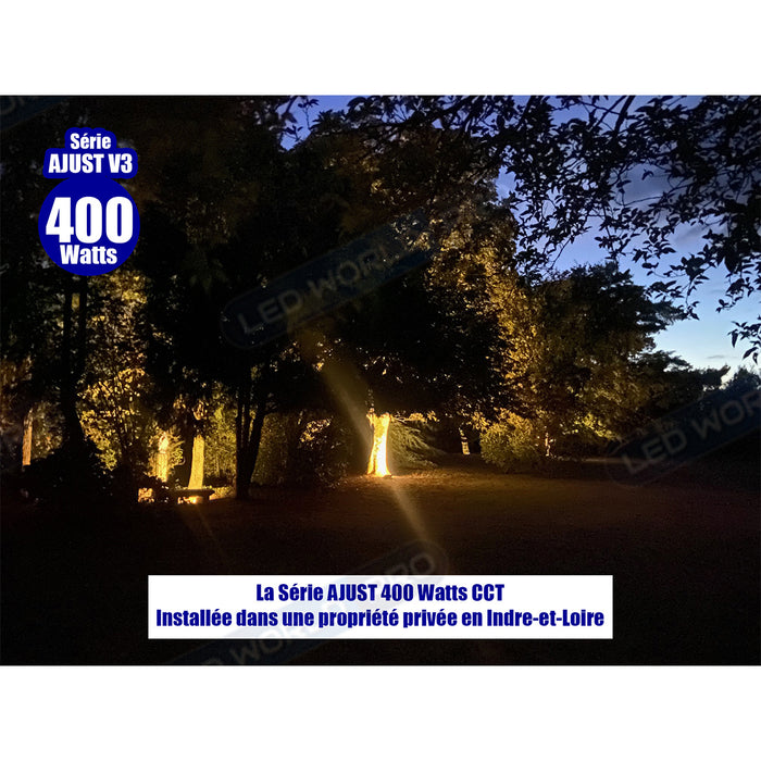 Pack de 8x Projecteurs LED solaires - Série AJUST V3 - CCT - Rendu lumineux 1200 Watts - 6300 Lumens - 90° - IP65 - Projecteur 35 x 26 x 5 cm - Panneau MONOCRISTALLIN 63 x 39 x 2 cm - Avec télécommande - Avec capteur crépusculaire