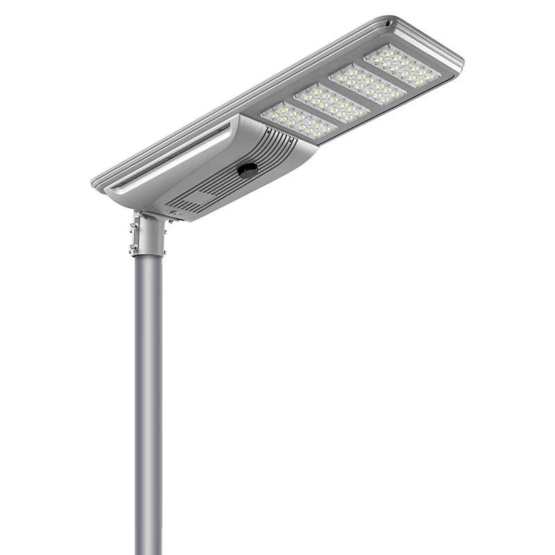 Lampe de rue solaire - Série STREET V3 -  12 000 Lumens - 60 Watts - Structure Aluminium - Dimensions 1173 x 408 x 150 mm - Panneau solaire 80W MONOCRISTALLIN - Autonomie 12 heures - Garantie 3 ans