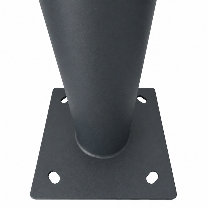 Mât / Poteau pour lampe de rue - Nouveau design - Série STANDARD V4 EVO avec TRAPPE - Vis antivol - 4 mètres - Entraxe latéral des trous 200mm -  Couleur GRIS SOMBRE - Finition épurée - Base de fondation incluse / capuchon  en option