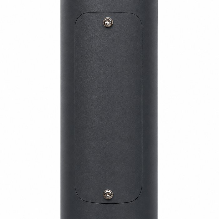 Mât / Poteau pour lampe de rue - Nouveau design - Série STANDARD V4 EVO avec TRAPPE - Vis antivol - 4 mètres - Entraxe latéral des trous 200mm -  Couleur GRIS SOMBRE - Finition épurée - Base de fondation incluse / capuchon  en option