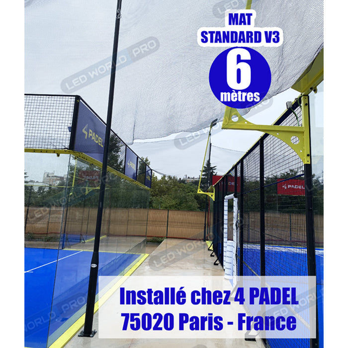 Mât / Poteau pour lampe de rue - Nouveau design - Série STANDARD V3 EVO - 3 mètres - Entraxe latéral des trous 200mm -  Couleur NOIR - Finition épurée - Base de fondation en option - Capuchon en option