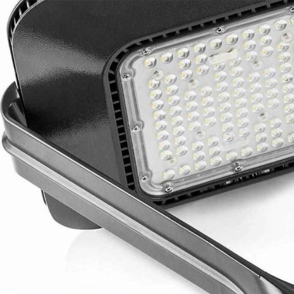 Pack lampadaire filaire complet 4 mètres : Lampe filaire - Série OVALI ALEN - 50 Watts - 5000k + Mât STANDARD V4 ECO 4 mètres NOIR avec trappe - Entraxe latéral des trous 160mm
