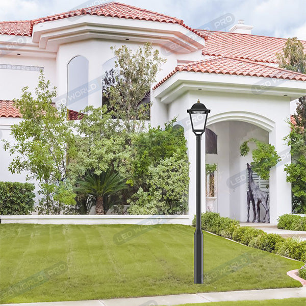 Pack de 2x Lampes de jardin filaires - Série OVALI RETRO - 40 Watts - 5600 Lumens - 140 Lumens/Watt - IK08 - IP65 - 120° – 4000k - Transformateur SOSEN - Tube d’insertion 80 mm - 70 x 40 x 40 cm - Avec couvercle anti-éblouissement -  Garantie 5 ans