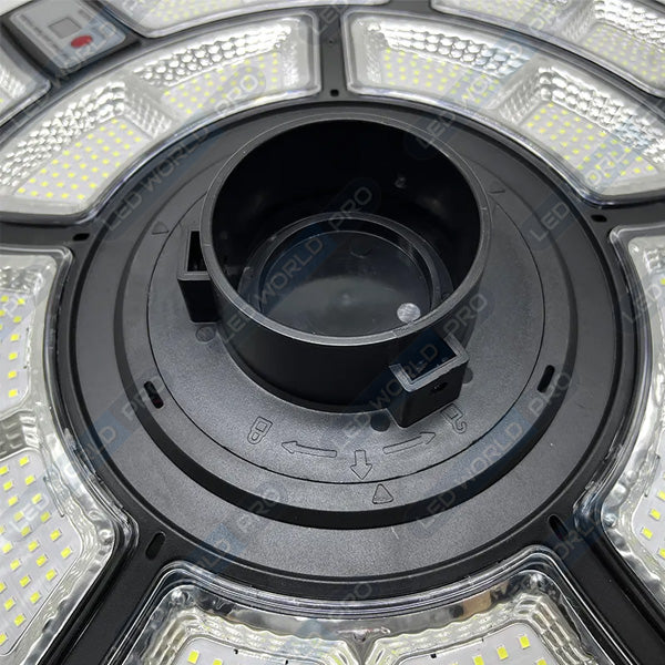 Pack de 2x Lampes solaires pour extérieur - Série OVNI BASIC V2 - Rendu lumineux 150W - 950 Lumens - Angle 360° - IP65 - 55 x 15 cm - Tube d'insertion 60 / 76mm - Avec télécommande - Avec détecteur de mouvement - Avec capteur crépusculaire - 6000k