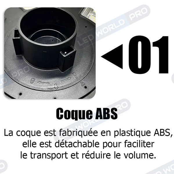 Pack lampadaire complet 3 mètres : Lampe solaire pour extérieur Série OVNI EMERAUDE - 400 Watts - 2300 Lumens - 3000K + Mât STANDARD 3 mètres (V1 EVO ou V4 ECO - Avec trappe)